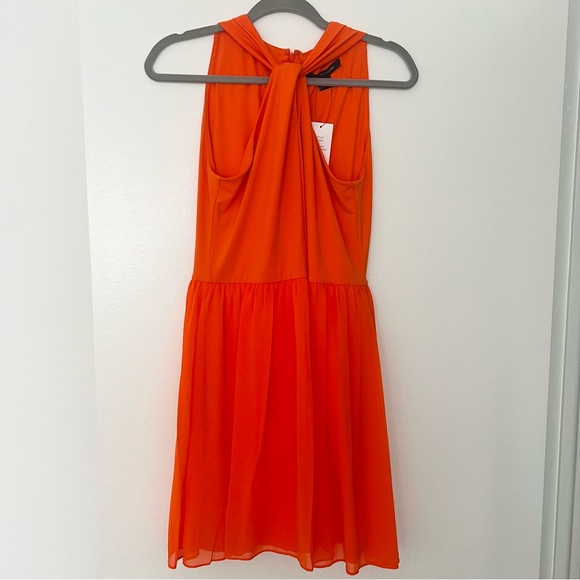 French Connection Panthea Halter Dress Sunshine Orange - Picture 3 of 6